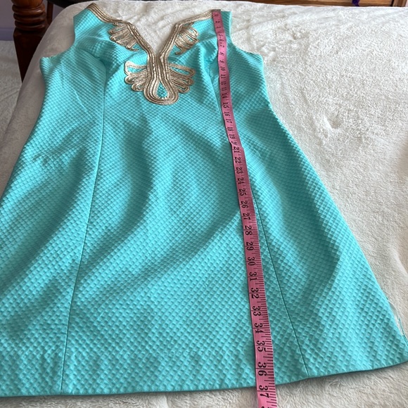 Blue and Gold Lilly Pulitzer Shift Dress Size 10 - Picture 5 of 6